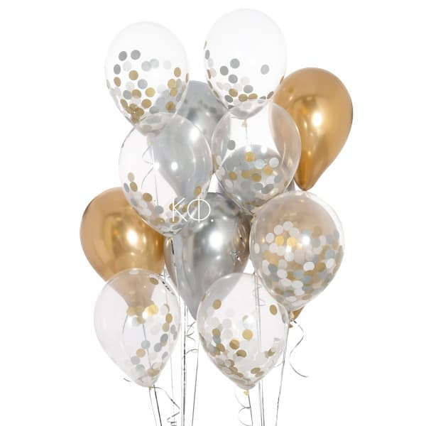 12" Букет из шаров с конфетти «Bro, это серебро» - фото